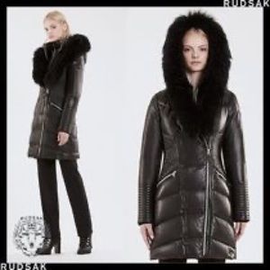 Rudsak black leather and down jacket. Used a few times.